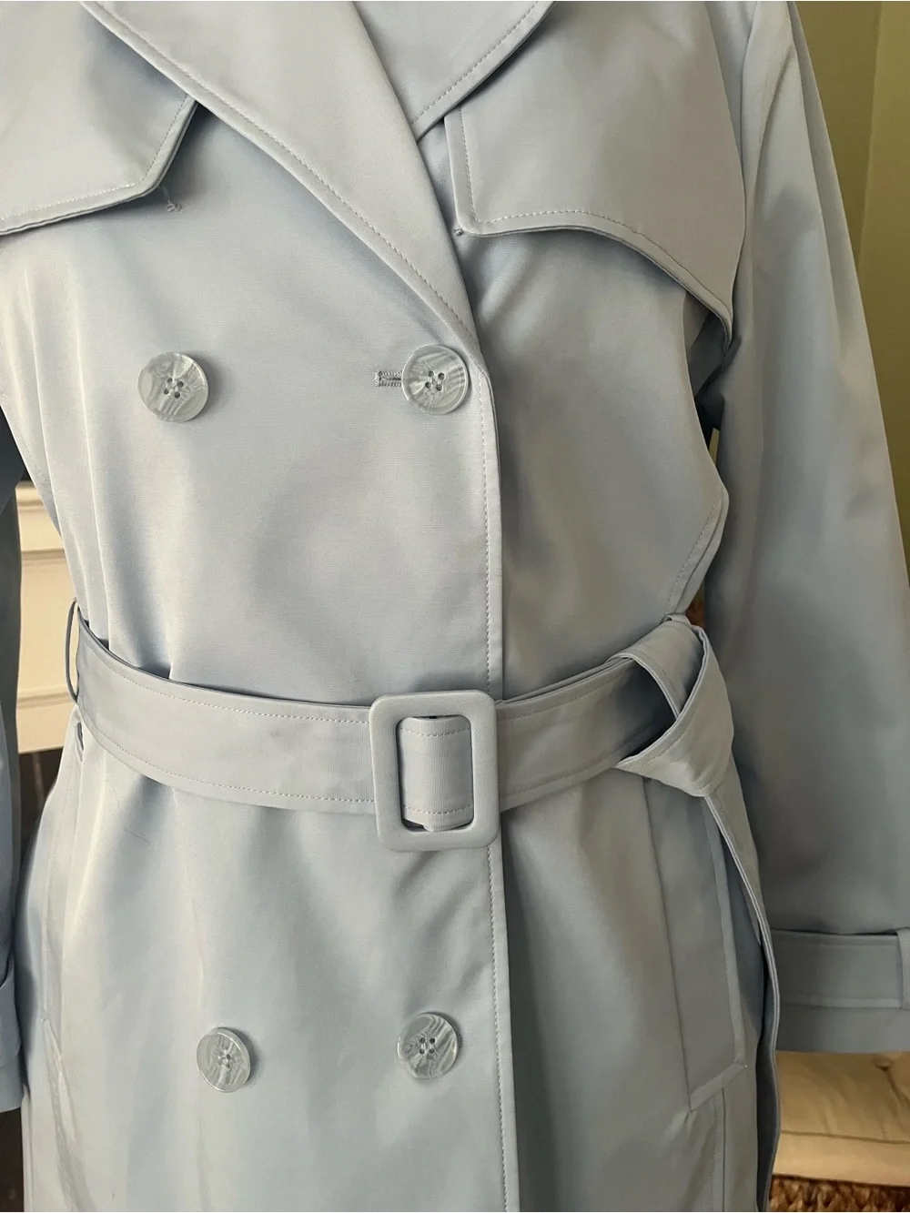 Kate Spade New York Pleated Back Trench Coat | Powder Blue | XL